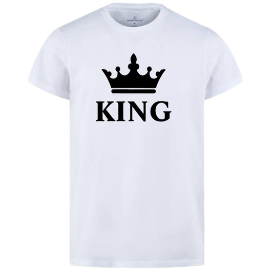 Combo Of King & Queen Style White T-Shirt with Cute Design - King & Queen Design T-Shirts – Best Quality T-Shirts For Girls | T-Shirt For Women - T-Shirt For Boy | T-Shirt For Men | Queen T-Shirts | King Design T-Shirt - Large