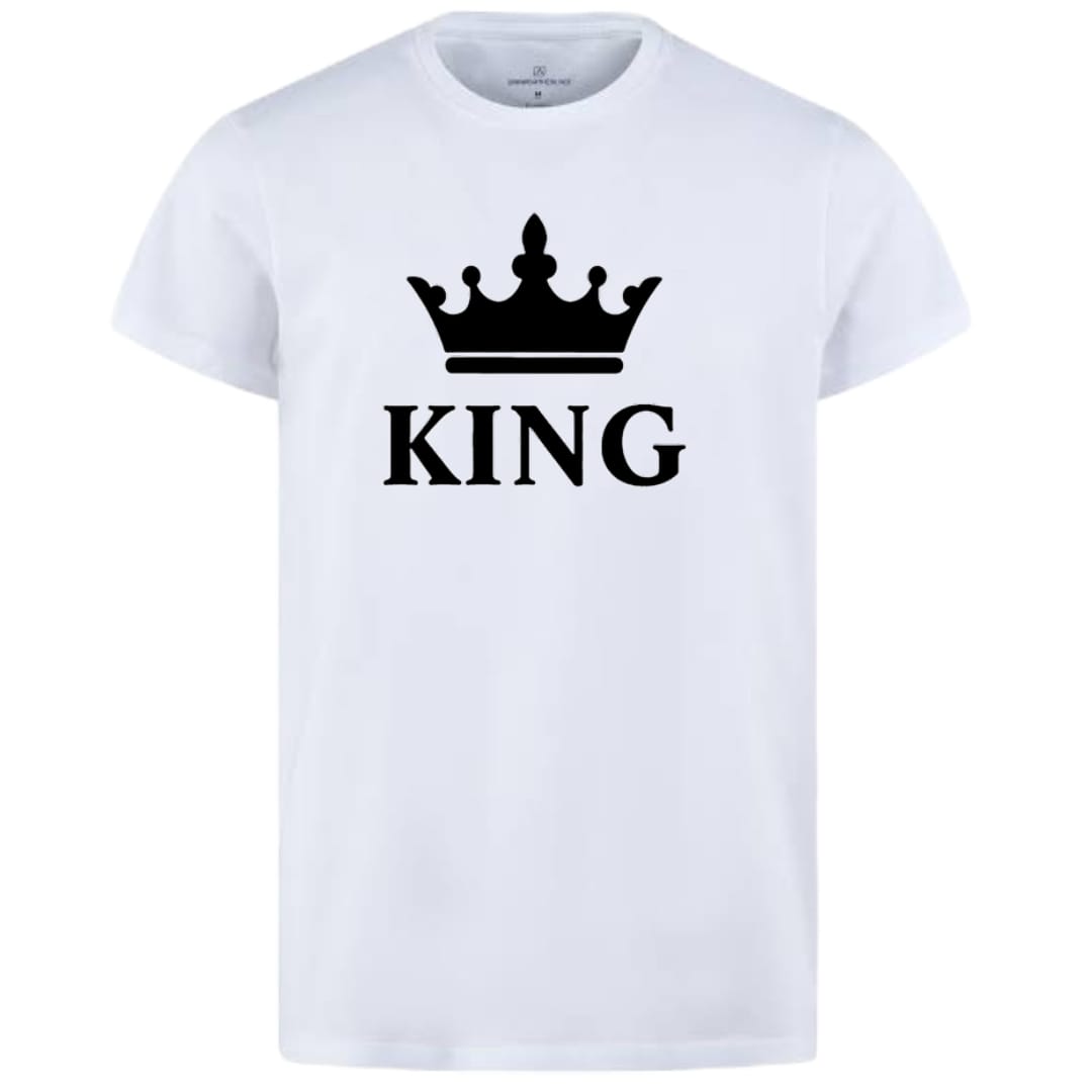 Combo Of King & Queen Style White T-Shirt with Cute Design - King & Queen Design T-Shirts  – Best Quality T-Shirts For Girls | T-Shirt For Women - T-Shirt For Boy | T-Shirt For Men | Queen T-Shirts  | King Design T-Shirt - Large